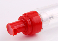 Κόκκινη ρόδινη κίτρινη απόδειξη διαρροής αντλιών σαπουνιών αφρίσματος για το καλλυντικό μπουκάλι